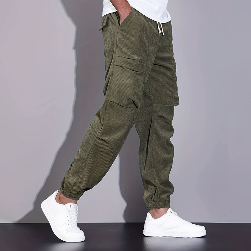 Men’s Corduroy Jogger Pants with Cargo Pockets