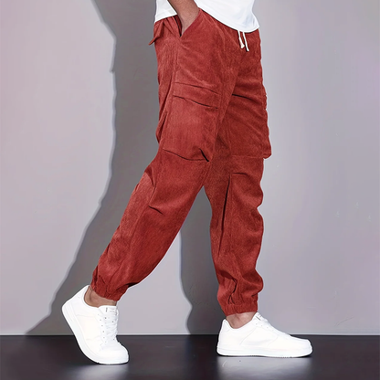 Men’s Corduroy Jogger Pants with Cargo Pockets