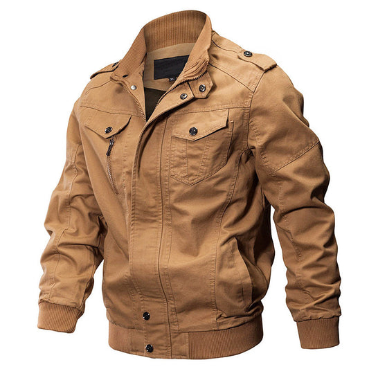 Men’s Cotton Bomber Jacket with Military Design