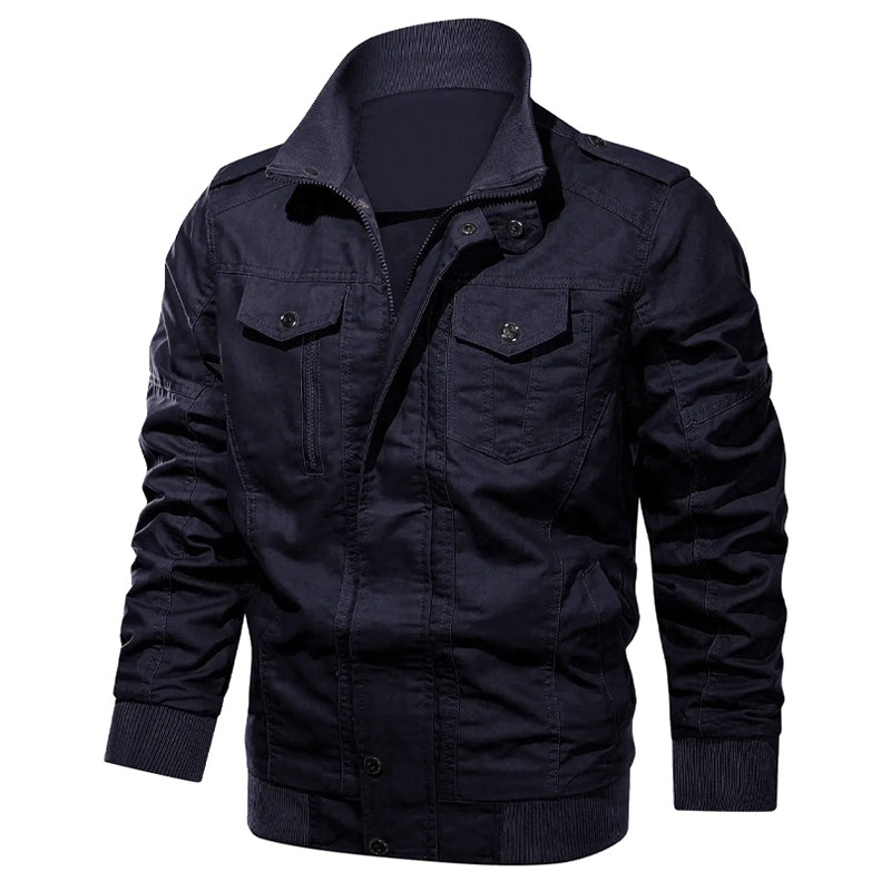 Men’s Cotton Bomber Jacket with Military Design