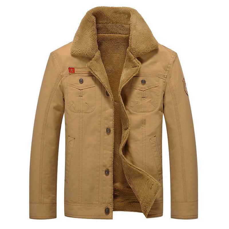 Men’s Cotton Jacket with Sherpa Fleece Interior