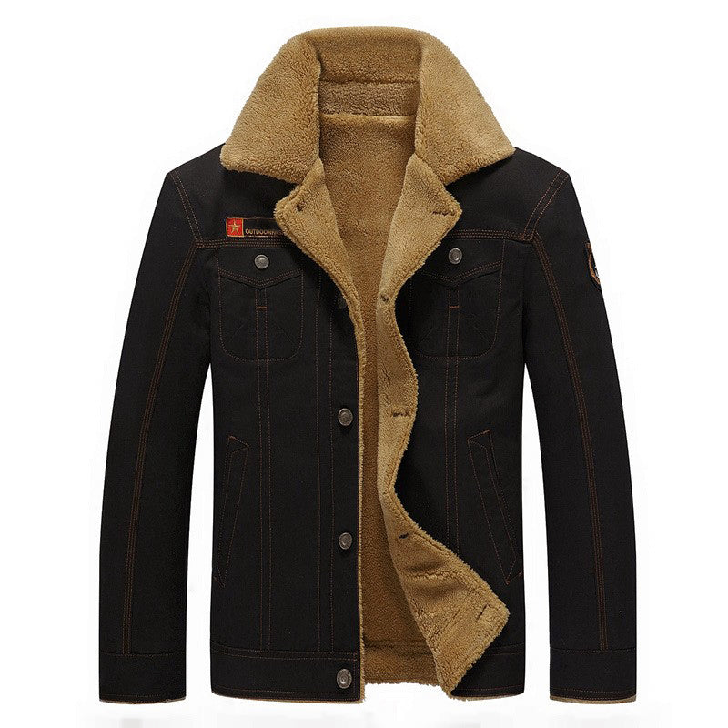 Men’s Cotton Jacket with Sherpa Fleece Interior