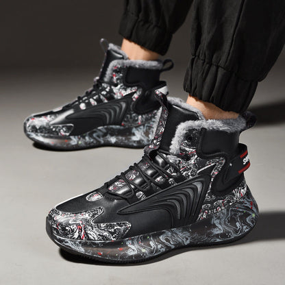 Men’s High-Top Sneakers with Plush Lining and Printed Details
