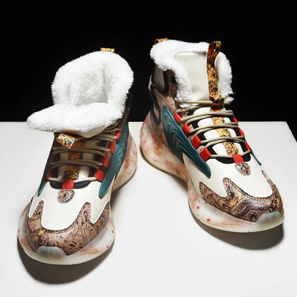 Men’s High-Top Sneakers with Plush Lining and Printed Details