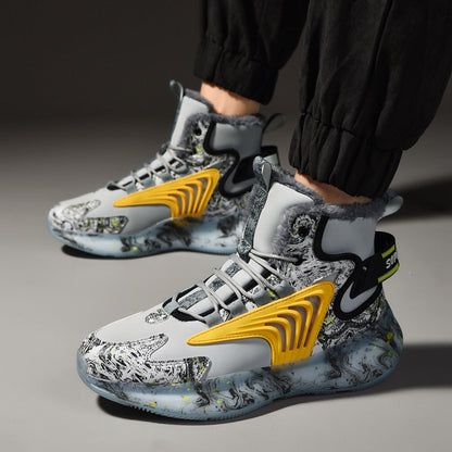Men’s High-Top Sneakers with Plush Lining and Printed Details
