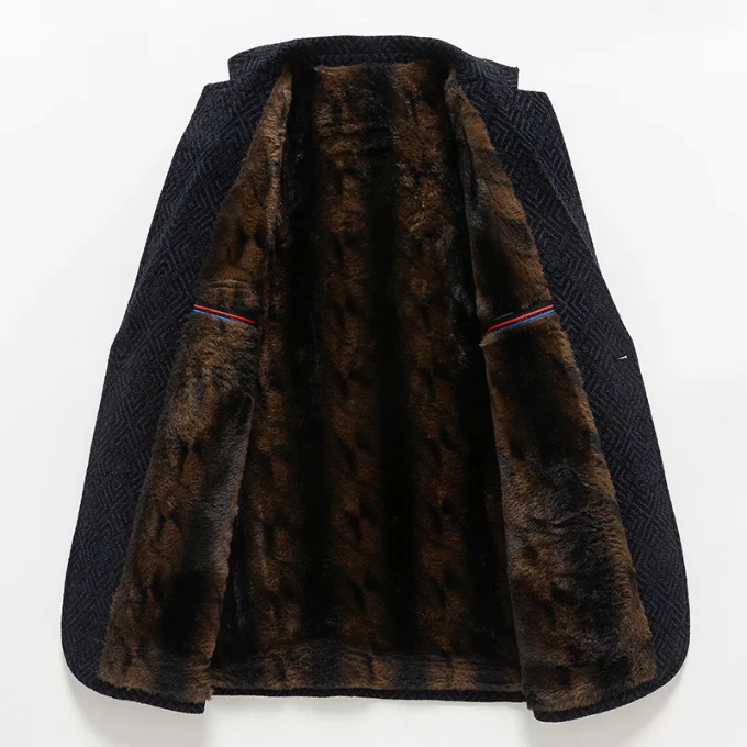 Men’s Patterned Coat with Faux Fur Inner Lining