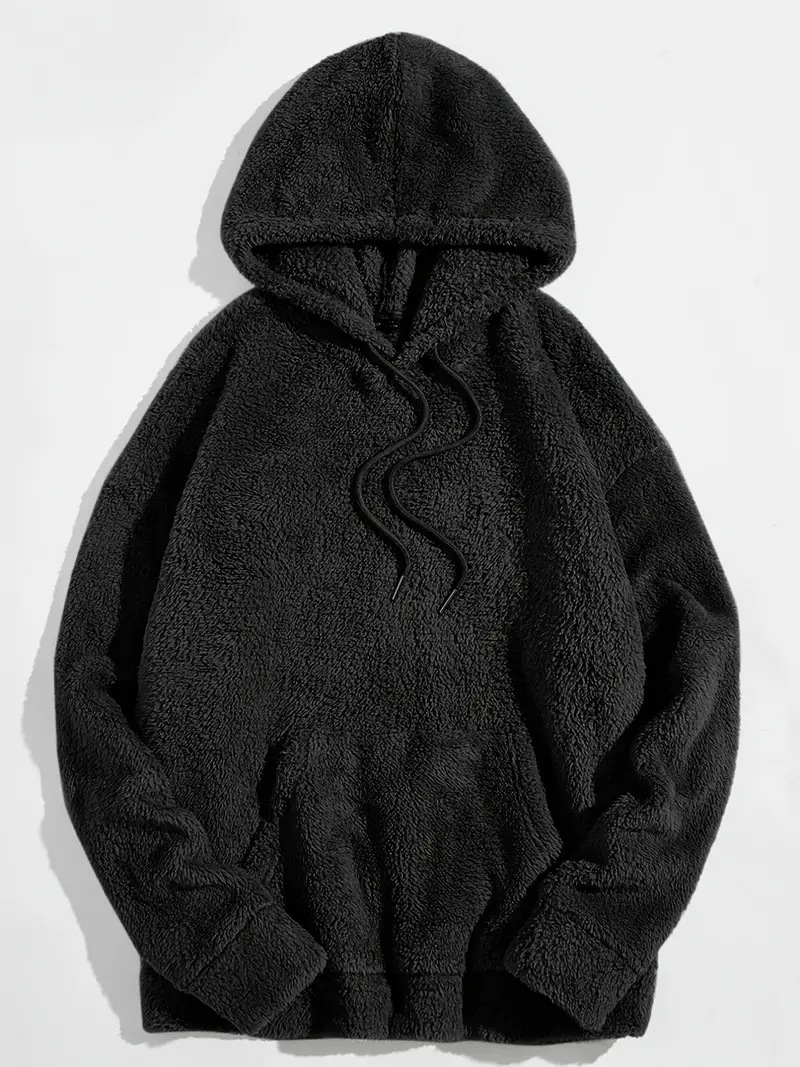 Men Plush Hooded Sweatshirt