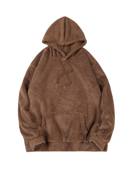 Men Plush Hooded Sweatshirt