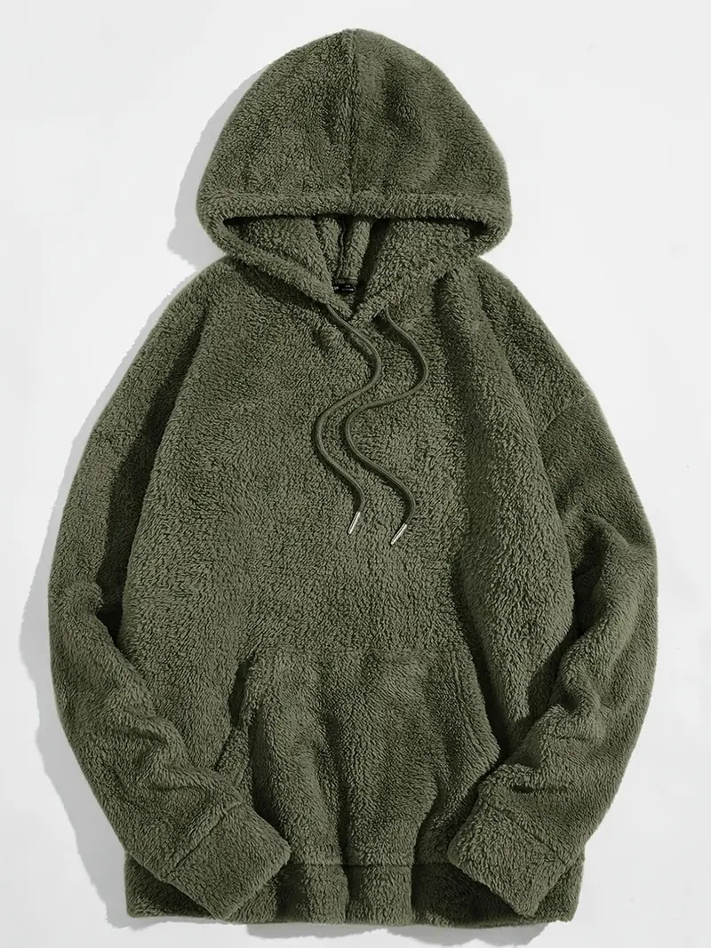 Men Plush Hooded Sweatshirt