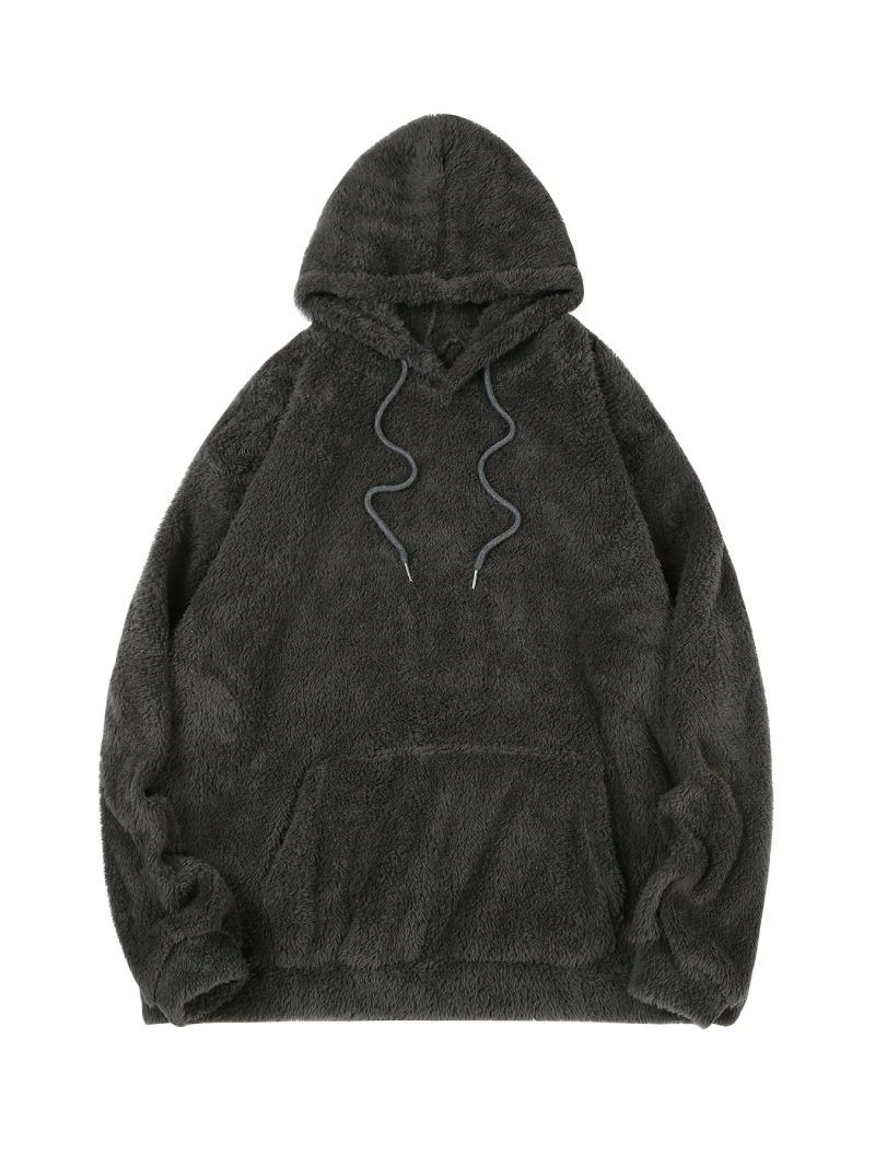 Men Plush Hooded Sweatshirt