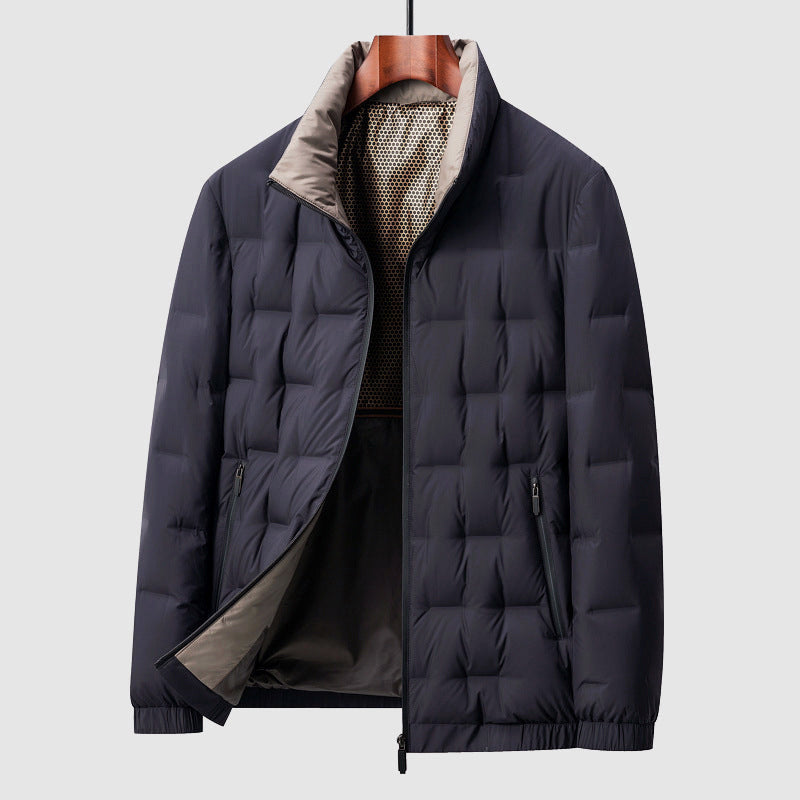 Men’s Quilted Down Jacket with Stand Collar
