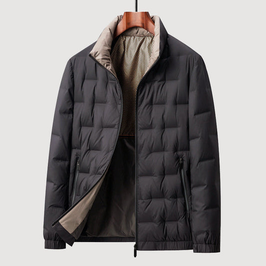 Men’s Quilted Down Jacket with Stand Collar
