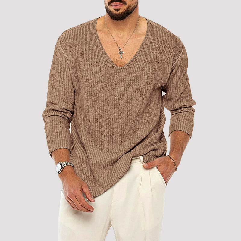 Men’s Ribbed Knit Sweater with Relaxed Fit