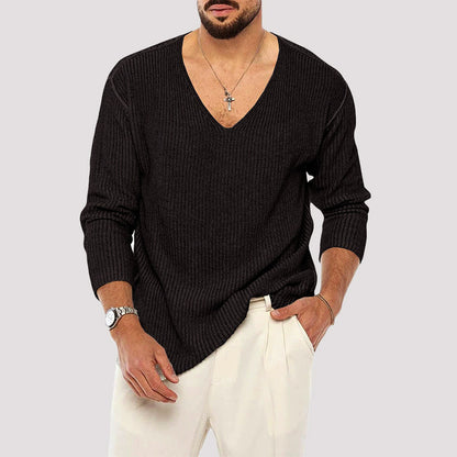 Men’s Ribbed Knit Sweater with Relaxed Fit