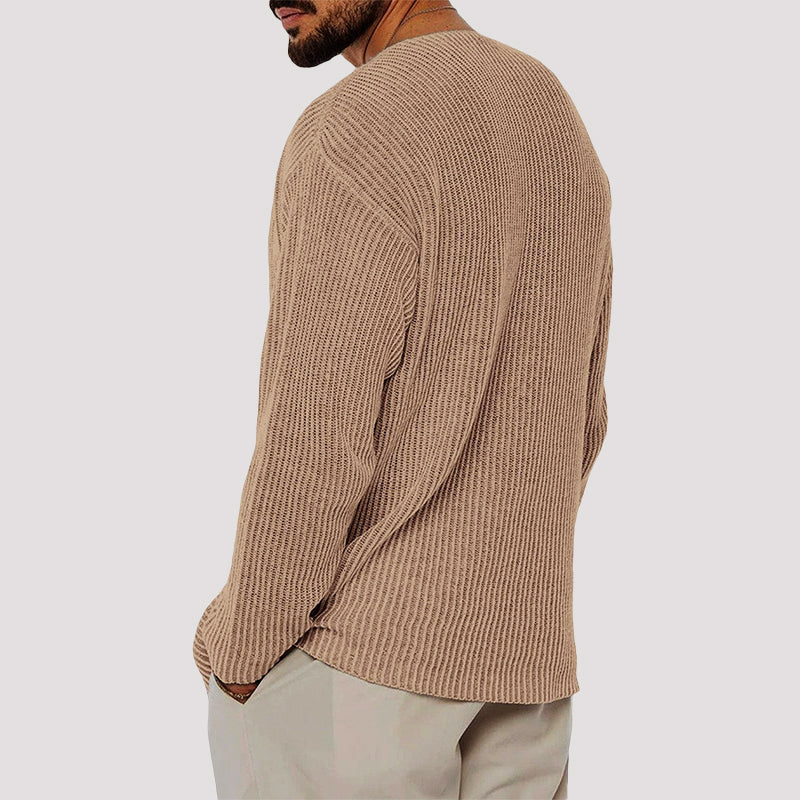 Men’s Ribbed Knit Sweater with Relaxed Fit