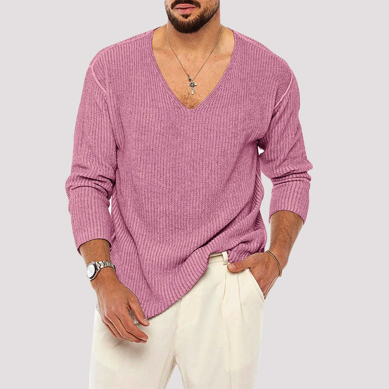 Men’s Ribbed Knit Sweater with Relaxed Fit