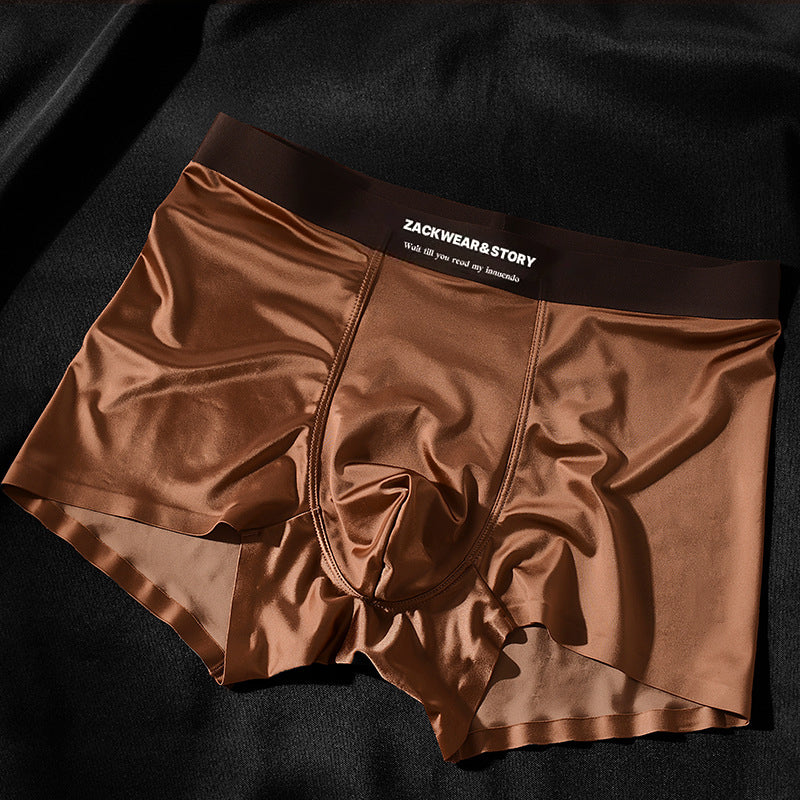 Men’s Silky Boxer Briefs with Contoured Front Panel