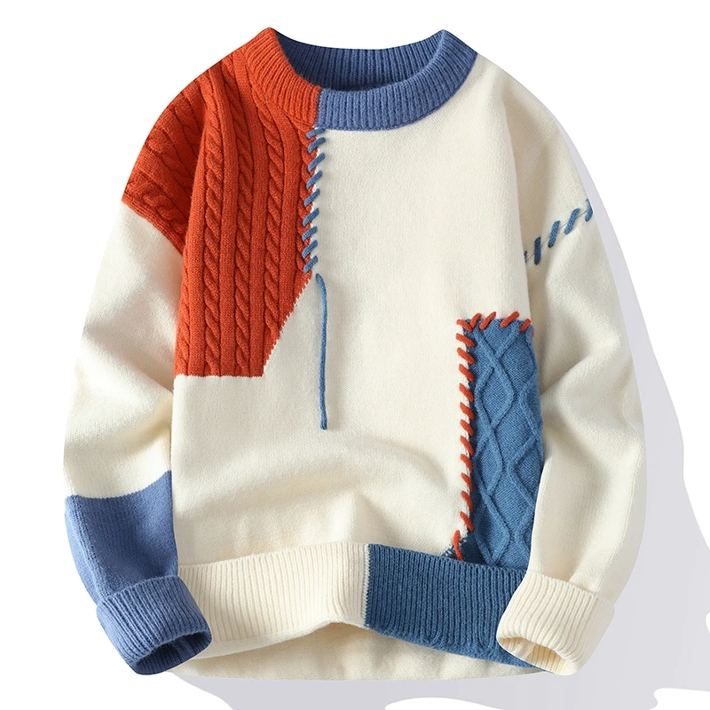 Men Slim Fit Color Block Sweater