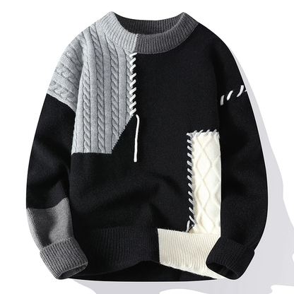 Men Slim Fit Color Block Sweater