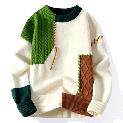 Men Slim Fit Color Block Sweater