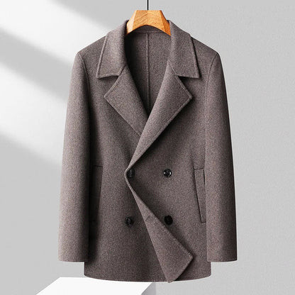 Men’s Transitional Wool Blend Coat with Double-Breasted Design