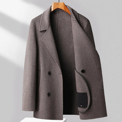 Men’s Transitional Wool Blend Coat with Double-Breasted Design