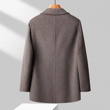 Men’s Transitional Wool Blend Coat with Double-Breasted Design