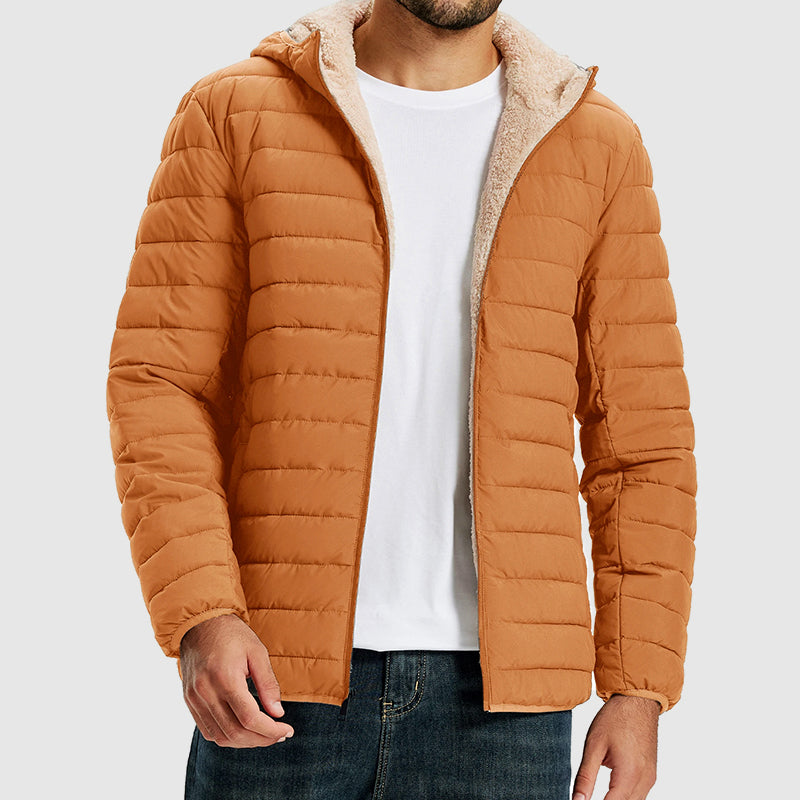 Men’s Water-Resistant Puffer Jacket with Sherpa Lining