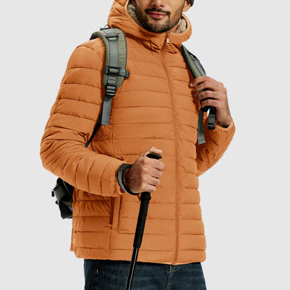 Men’s Water-Resistant Puffer Jacket with Sherpa Lining
