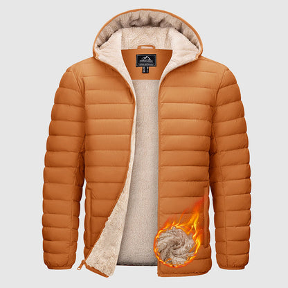 Men’s Water-Resistant Puffer Jacket with Sherpa Lining