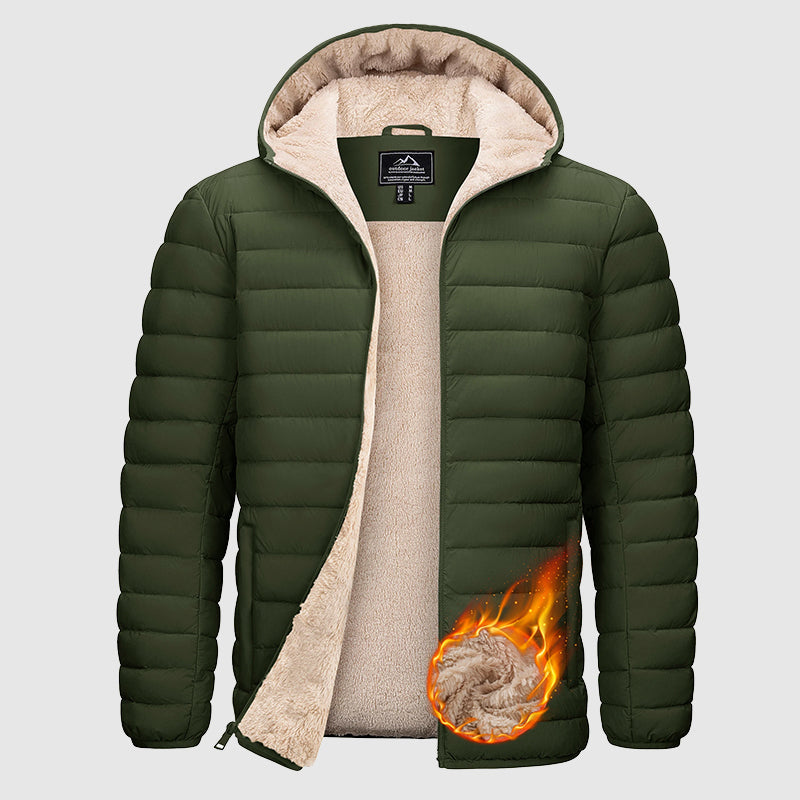 Men’s Water-Resistant Puffer Jacket with Sherpa Lining