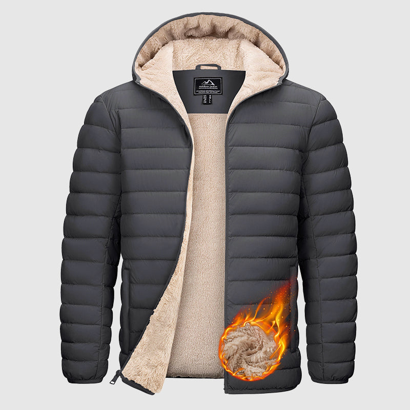 Men’s Water-Resistant Puffer Jacket with Sherpa Lining