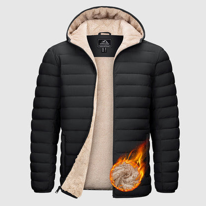 Men’s Water-Resistant Puffer Jacket with Sherpa Lining