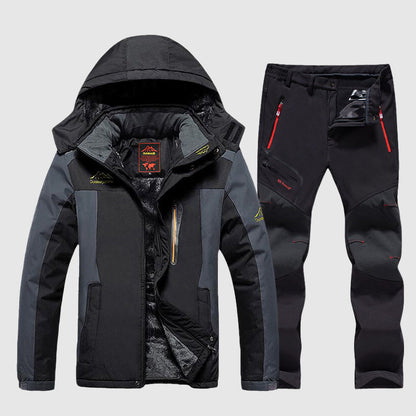Men’s Waterproof Ski Jacket and Pants Set with Fleece Lining
