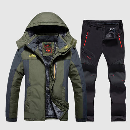 Men’s Waterproof Ski Jacket and Pants Set with Fleece Lining