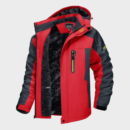 Men’s Waterproof Ski Jacket with Detachable Hood and Fleece Lining