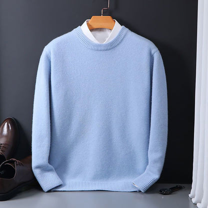 Men’s Wool-Blend Crewneck Sweater with Classic Ribbed Trim