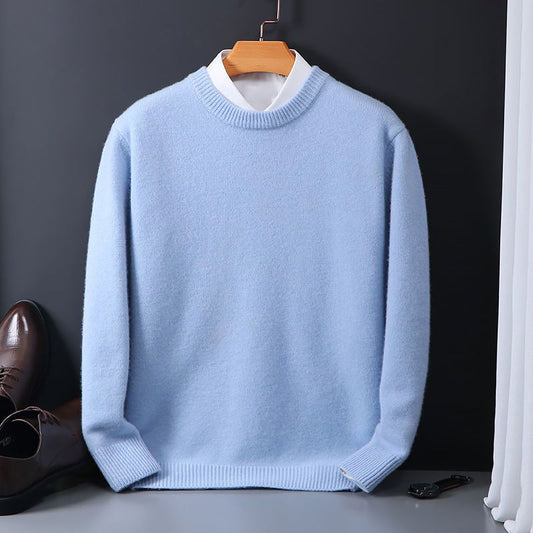 Men’s Wool-Blend Crewneck Sweater with Classic Ribbed Trim