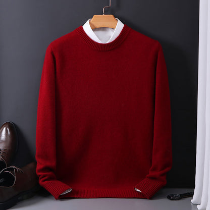 Men’s Wool-Blend Crewneck Sweater with Classic Ribbed Trim