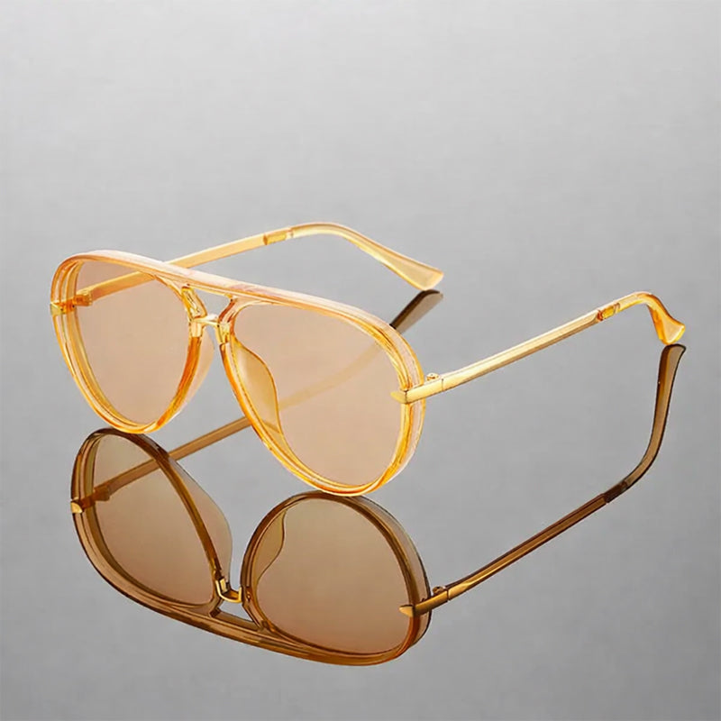 Oversized Aviator Sunglasses with Colored Lenses