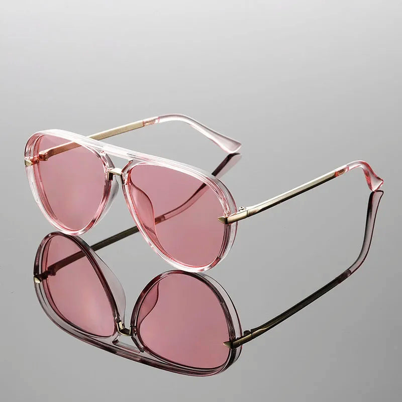 Oversized Aviator Sunglasses with Colored Lenses