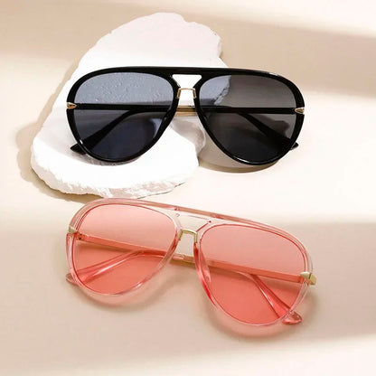 Oversized Aviator Sunglasses with Colored Lenses