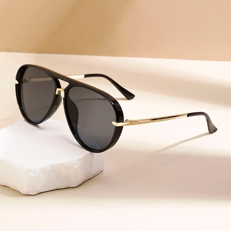 Oversized Aviator Sunglasses with Colored Lenses