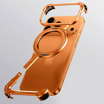 Protective Metal Frame Phone Case for iPhone 17 Series with 360° Ring Stand