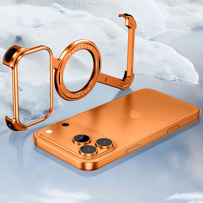 Protective Metal Frame Phone Case for iPhone 17 Series with 360° Ring Stand