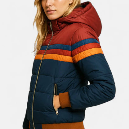 Amelie Fleur Retro Colorblock Puffer Jacket
