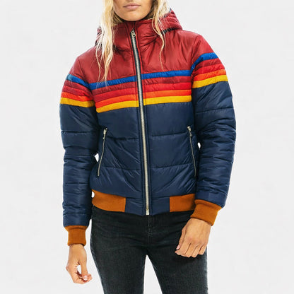 Amelie Fleur Retro Colorblock Puffer Jacket