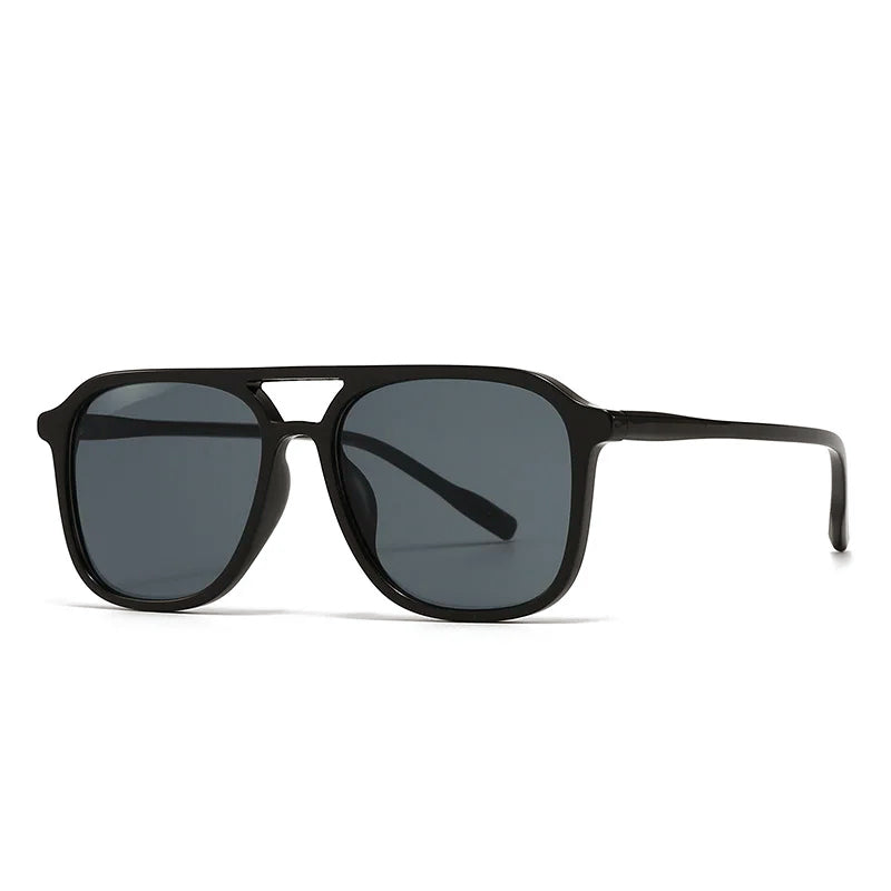 Rounded Square Sunglasses with Double Bridge