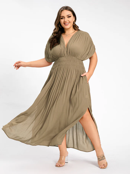 Sexy Slit V-Neck Maxi Dress