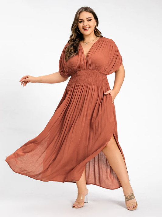 Sexy Slit V-Neck Maxi Dress